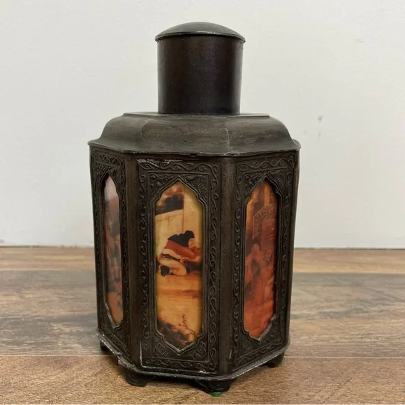 中国壺 Chinese Hexagonal Tea Caddy with Artistic Scene Details